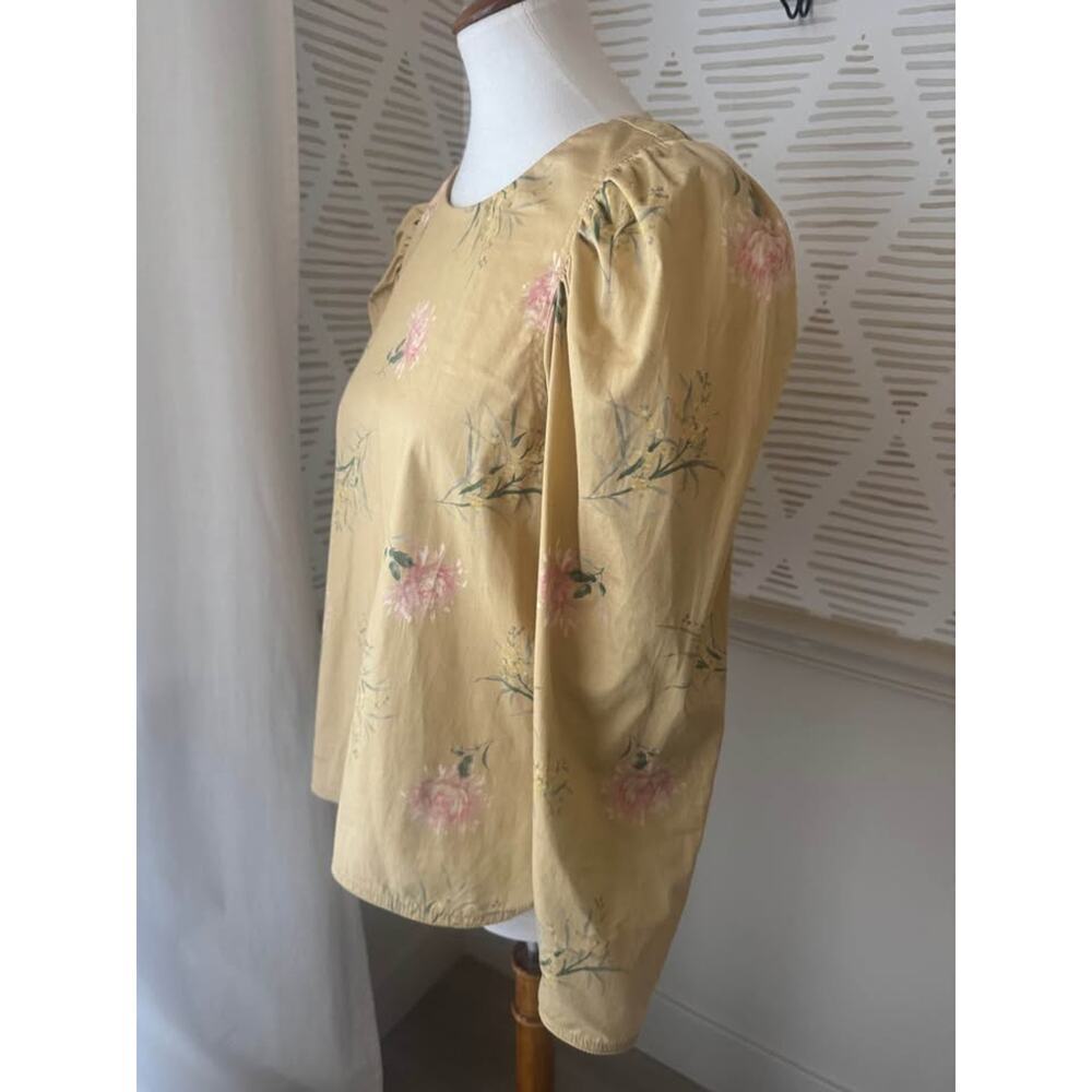 Rebecca Taylor Women’s Medium Sylvie Fleur Yellow Floral Puff Sleeve Top - Picture 4 of 9